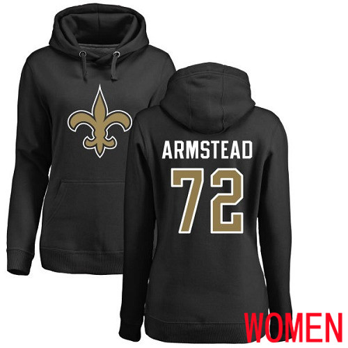 New Orleans Saints Black Women Terron Armstead Name and Number Logo NFL Football 72 Pullover Hoodie Sweatshirts